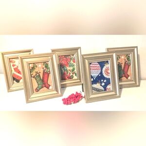 Group of 5 New Vintage Pewter Tone Picture Frames - Backstands